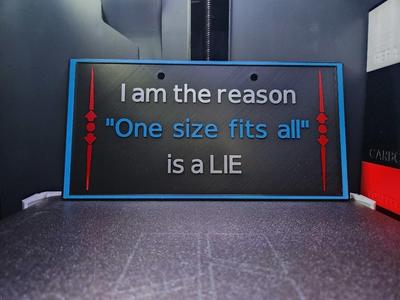 "One Size Fits All" Sign