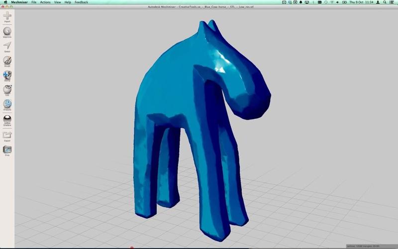 CreativeTools.se - Handyscan 3D - Laser scanned - Blue Cow-horse figure