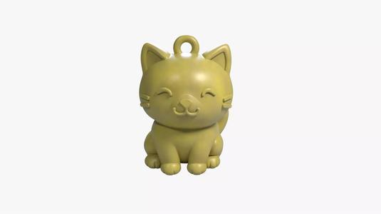 Cute Cat Keychain Charm 3D Printable STL Model