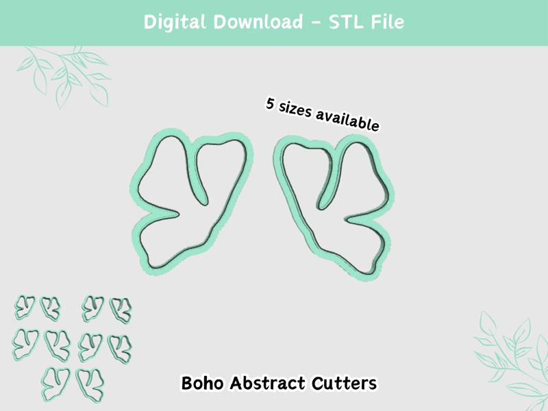 Boho Abstract Clay Cutter Digital STL File for Polymer Clay | DIY Jewelry and Cookie Making Tool | 5 sizes