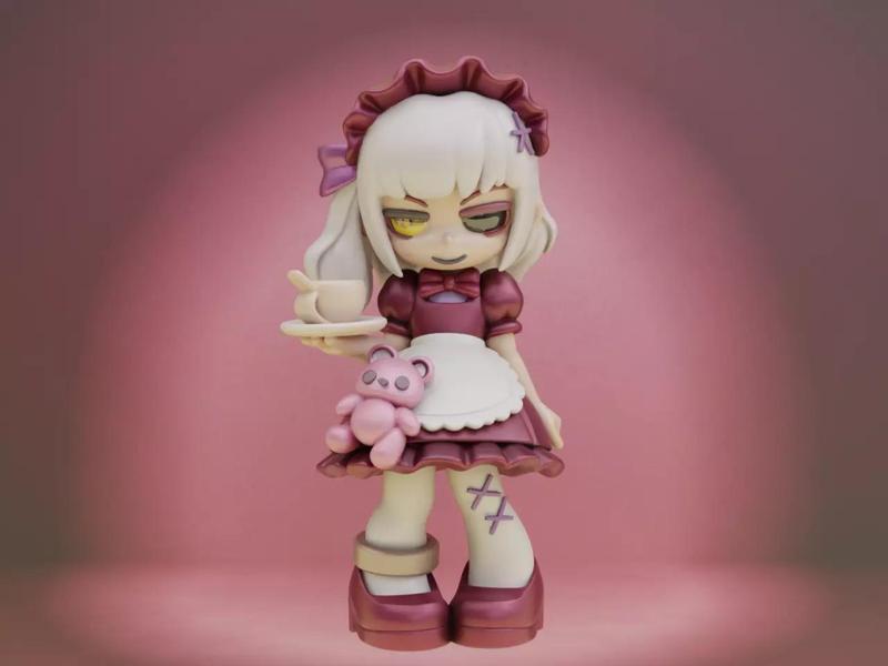 Maid Of The Night Yandere Girl Collectible Art Toy Printable