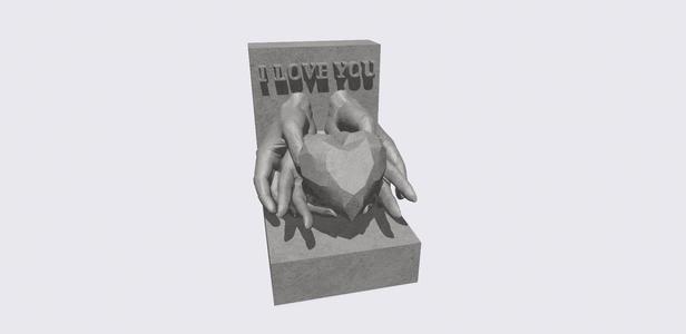 Hands holding hands and heart sculpture, Love gift, engagement gift, marriage, proposal, I love you message