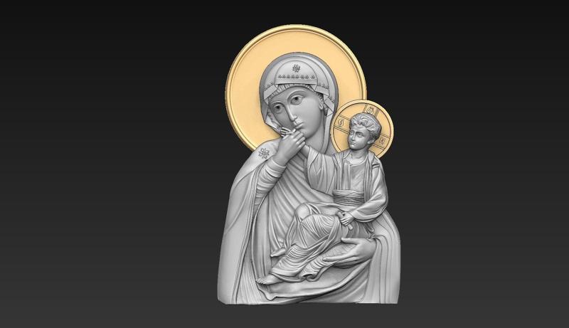 Virgin Mary with Child – Bas-Relief STL Model