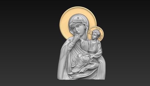 Virgin Mary with Child – Bas-Relief STL Model