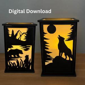 Wolf and Bear Lamp Decoration Tea Light Candle Holder Home Decor Lamp Wildlife lamp