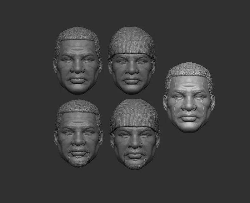 Johnathan Majors 5 heads - Headsculpt for Action Figures