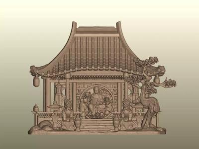 Traditional Asian Temple Scene with Buddha