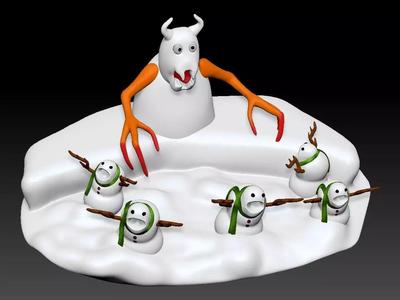 snowman group of snowmen in snow