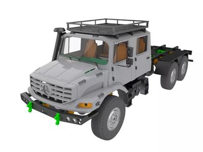 Mercedes Benz Zetros truck crew cab and chassis STL
