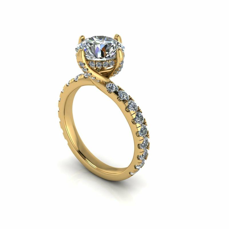 Solitaire Twist Band Diamond Ring R1