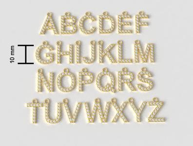 Diamond Alphabet Pendants - 10mm