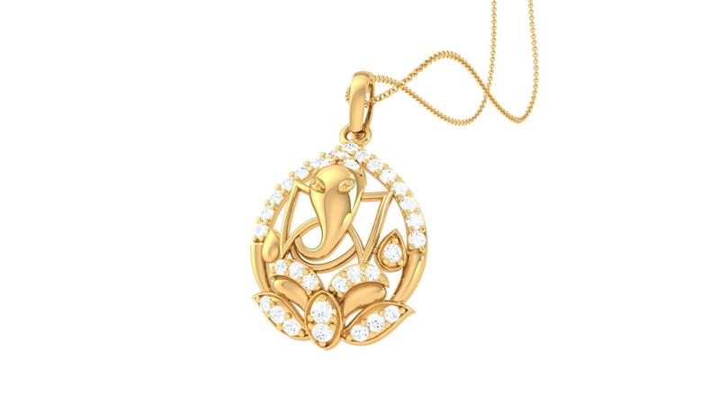 Ganpati Bappa Gold and Diamond Pendant (70)