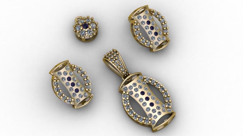 HIP HOP SAPPHIRE LOCKET SET 3D PRINTABLE MODEL