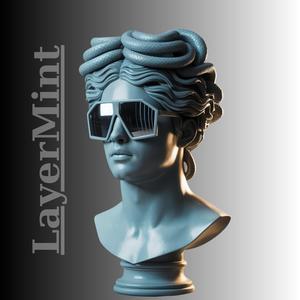 Modern Medusa Bust - 3D Printing Sculpture with Glasses and Snake Hair (STL+OBJ)