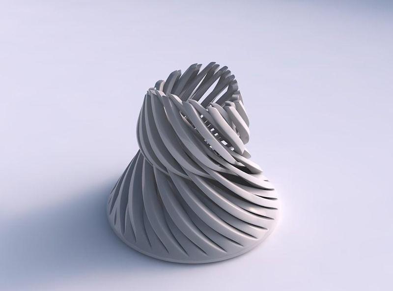 Bowl cylindrical with twisted sharp muscle structures twisted...