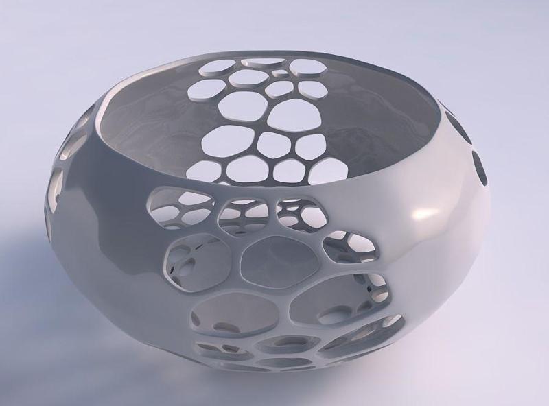 Bowl spheric squeezed wide with organic lattice and solid cen...