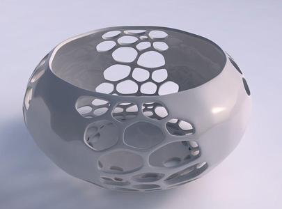 Bowl spheric squeezed wide with organic lattice and solid cen...