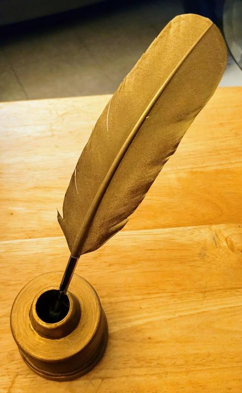 18th Century Brass Style Quill Pen Inkwell