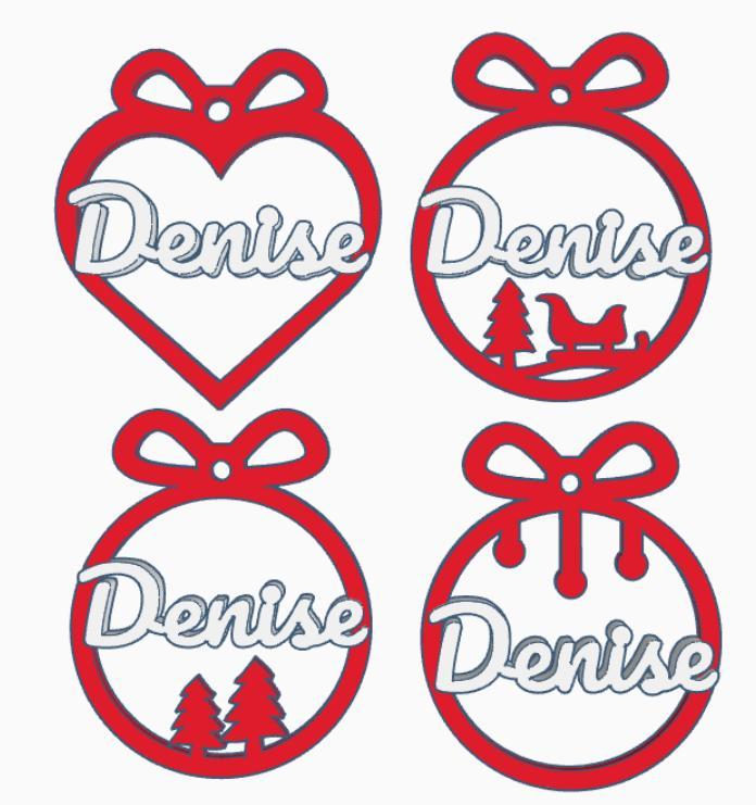 5 x Denise, personalized Christmas tree ball