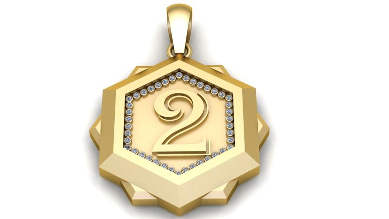 LUCKY NUMBER 2 PENDANT 3D PRINTABLE MODEL