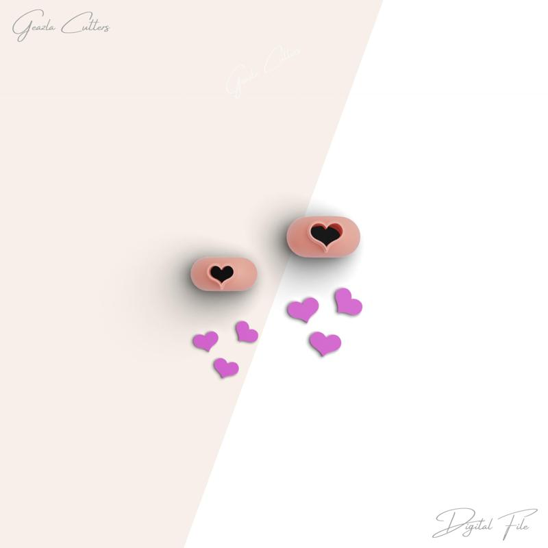 Chubby Heart Micro Clay Cutter, Valentine's Day Polymer Clay Cutter, Tiny Clay Cutter, 2 Sizes Included, Digital STL File, No: 19
