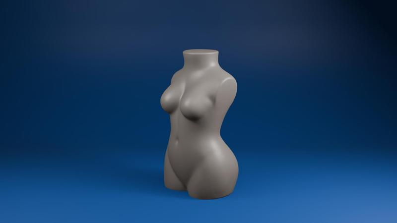 Minimalist Female Torso Sculpture - STL File for 3D Printing