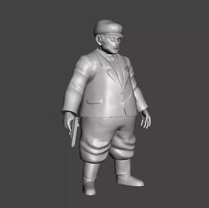 Smitty 3D Model man in suit and hat