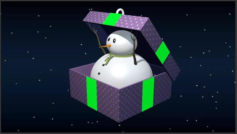 Snowman in gift box