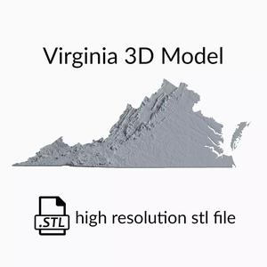 USA State of Virginia Topographic Map - 3D Terrain Topography