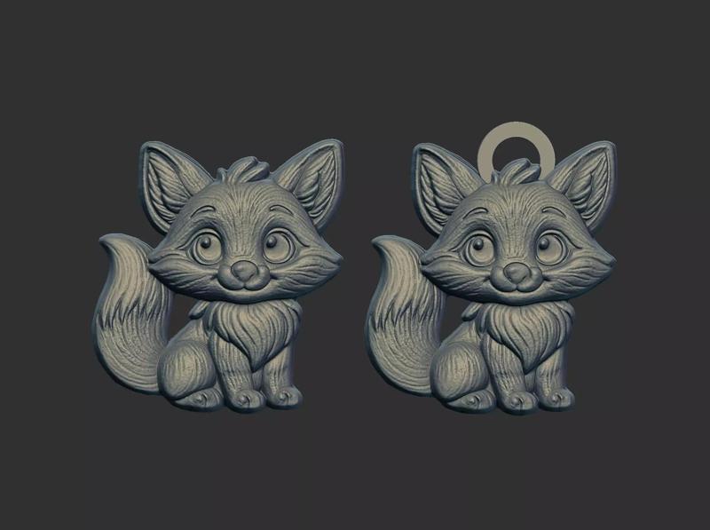 cartoon fox keychain cnc model