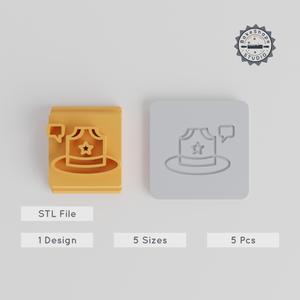 Stamp Tile Hat Set, 5 Motif Sizes: 20-40mm, for Clay, Cookies & Fondant PRODUCT_5519