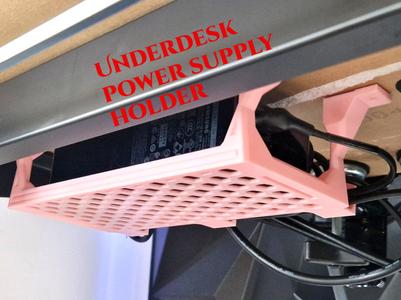 Under Desk Power Supply Brick Holder + Cable Hider
