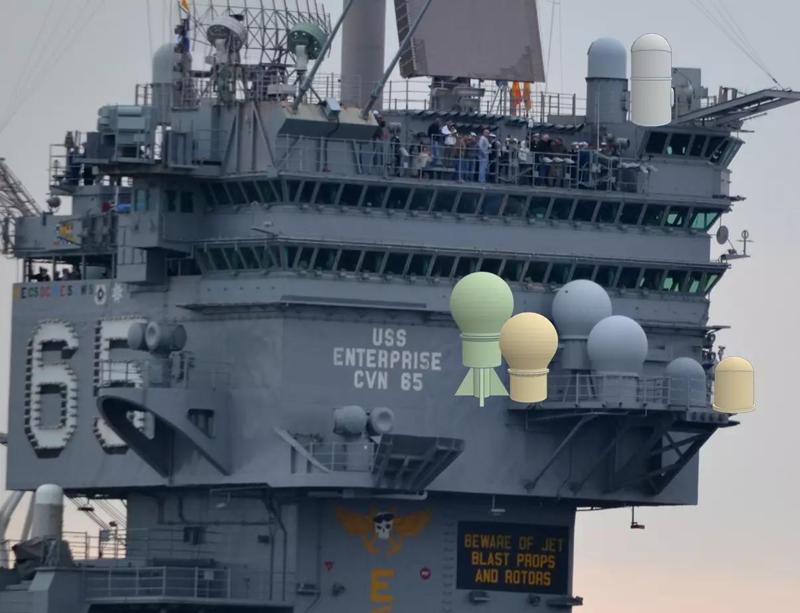 CVN-65 USS Enterprise Island Radar Set and Deck Satcom
