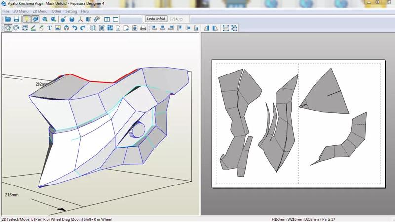 Ayato Kirishima Aogiri Mask Tokyo Ghoul 3D Model Pepakura