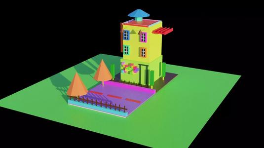 ColorBlind colorful house on field