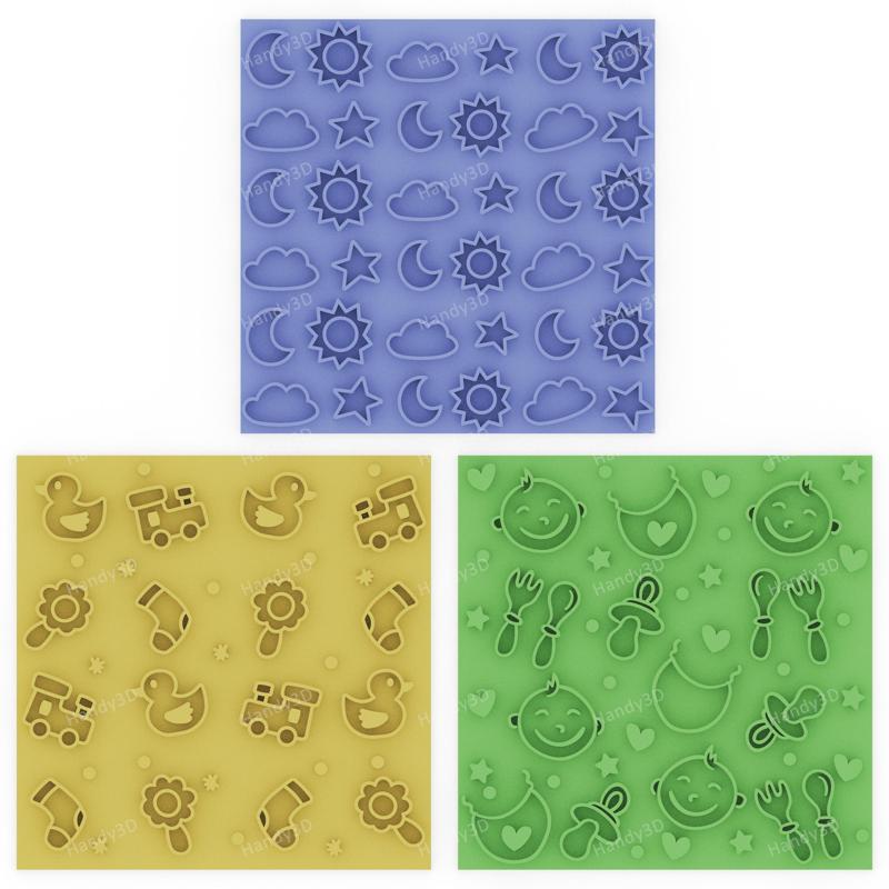 Baby Shower Cookie Texture Set V2- 3 Cute Embosser Designs