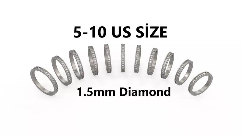 Eternity Wedding Band Ring 5-10 US Size 1point5mm Diamond 3D Model Collection