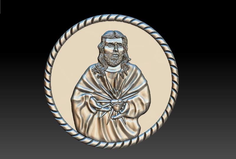 Sacred Heart of Jesus coin 3D print mode