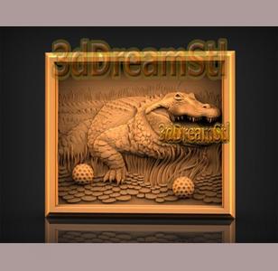 Alligator STL model, CNC router engraver, artcam, aspire, cnc files, wood, art, wall decor, CNC