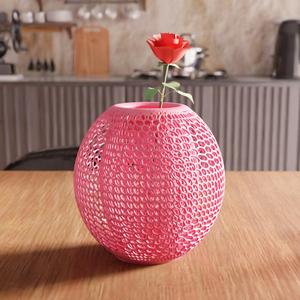 3D Wireframe Flower Vase STL File - 081