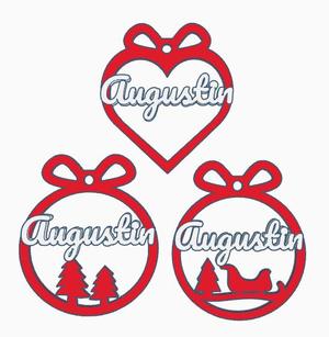 3 x Augustin, Personalized Christmas tree ball