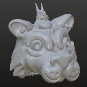 Tiger Skull Bunny Master Art Piece, 3D Printable OBJ for Surreal Decor