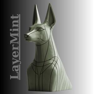 Anubis Head Bust 3D Model – Egyptian God of Death – Printable STL OBJ File – Digital Sculpture for Mythology or Decor