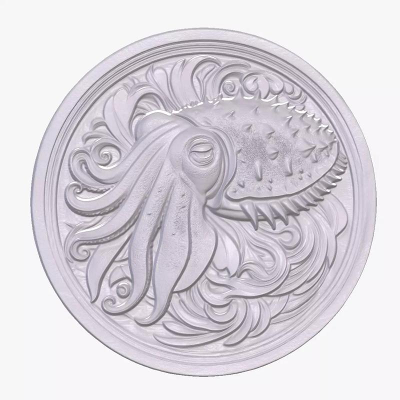Cuttle Fish 3 basrelief for 3D printing