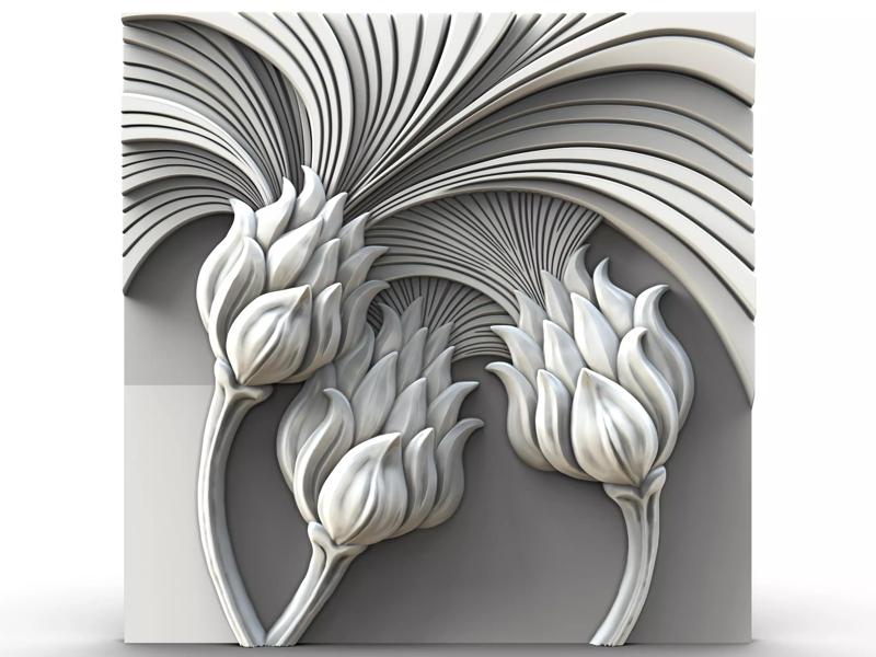 3D Model STL File for CNC Router Laser And 3D Printer Flowers 1