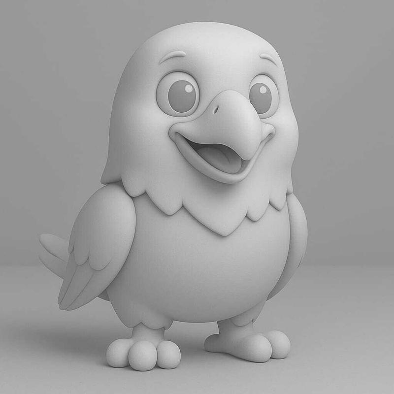 Cute Cartoon Eagle STL – 3D Printable Bird Figurine