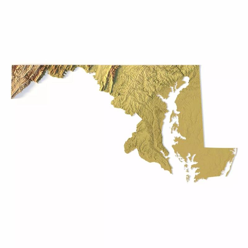 Maryland Topographic Map STL Model