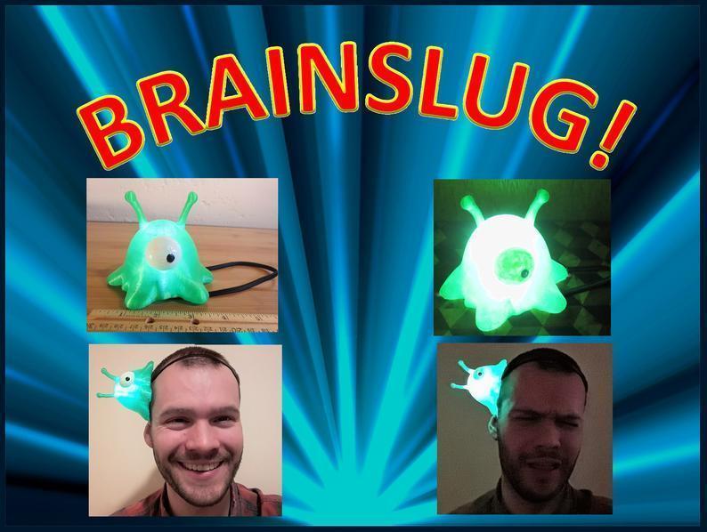 Futurama Brain Slug Cosplay, LED Light Up Casual Costume, Wearable Brainslug Hat Straps on Head, Halloween, Comiccon