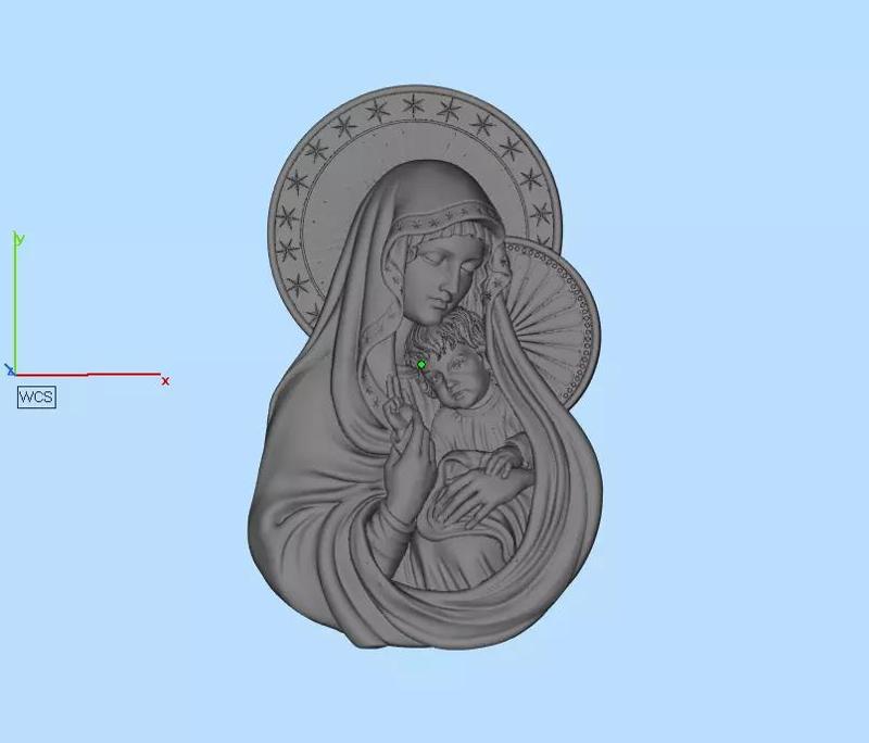 Mary With Baby Jesus Holy Pendant 3D model