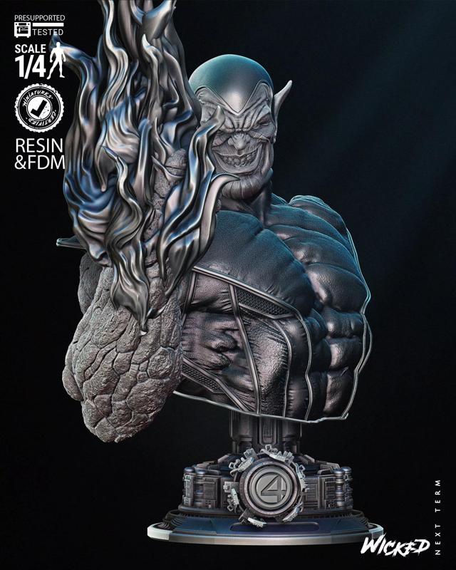 Wicked Marvel Super Skrull Bust Portrait Tested for 3D printing